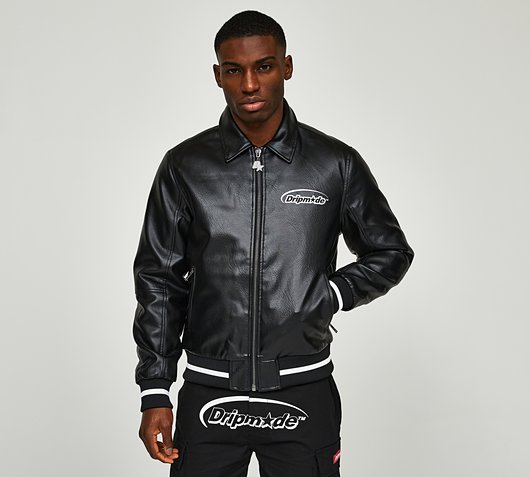 Hunted Faux Leather Bomber Jacket