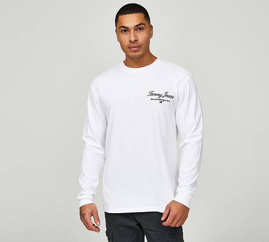 Tommy Jeans Regular Long Sleeve Luxe T-Shirt | White | Footasylum