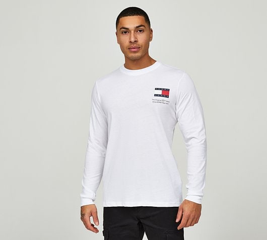 Tommy Jeans 2 Pack Slim Flag Long Sleeve T-Shirts | White / Black ...