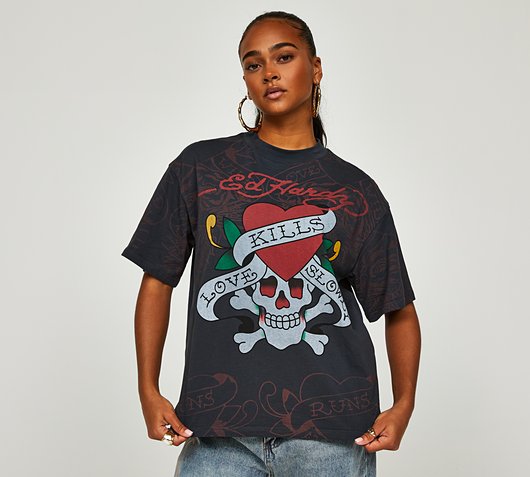 Ed Hardy - Womens Love Kills Slowly Relaxed Fit T-Shirt