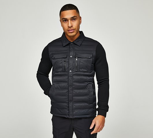 Alessandro Zavetti Soriano Quilted Hybrid Overshirt | Jet Black ...