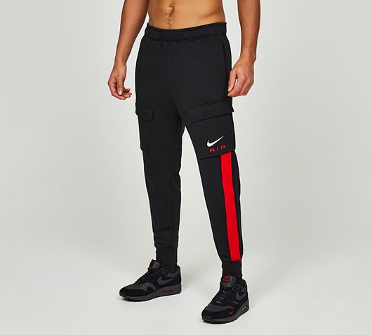 Nike Swoosh Air Fleece Cargo Jogger | Black / University Red | Footasylum