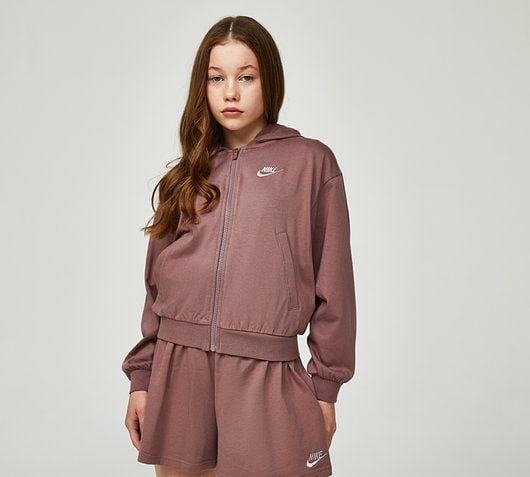 Girls Washed Crop Full Zip Hoodie