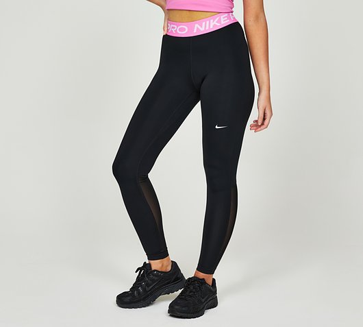 Nike Womens Pro Mid-Rise Legging  Black / Playful Pink / White