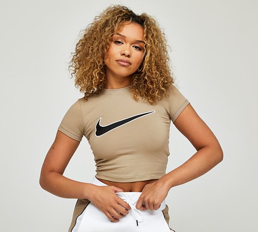 Womens Cropped Swoosh T-Shirt