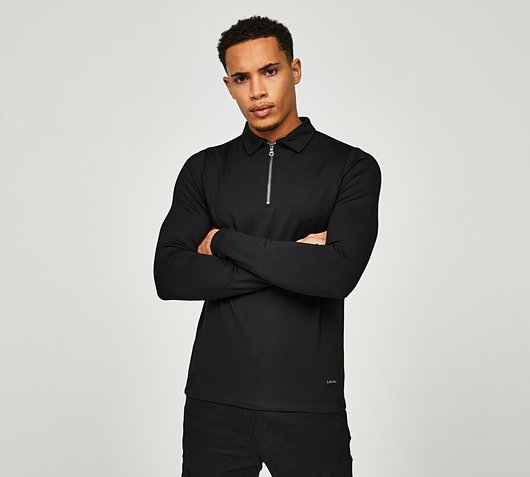 Long Sleeve Premium Zip Polo Shirt