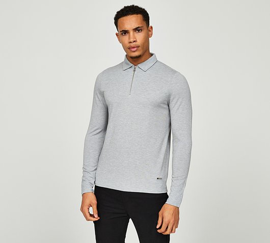 Long Sleeve Premium Zip Polo Shirt