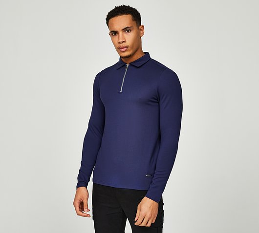 Long Sleeve Premium Zip Polo Shirt
