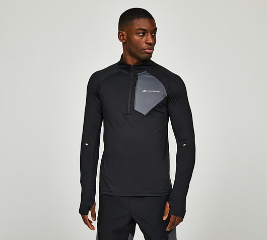 Monterrain Dynamic Quarter Zip Long Sleeve T-Shirt | Black / Iron Gate ...