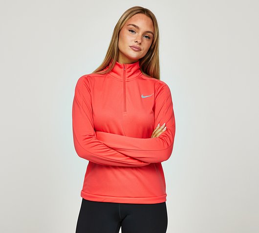Nike Womens Dri-FIT Pacer Quarter Zip T-Shirt | Ember Glow / Reflective |  Footasylum