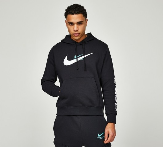 Nike Standard Issue Pullover Hoodie | Black / Green Frost | Footasylum