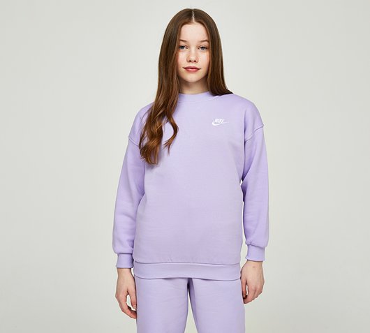 Girls Club Fleece Oversized Crewneck Sweatshirt