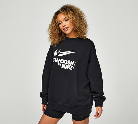 Womens Oversized Fleece Crew Sweatshirt