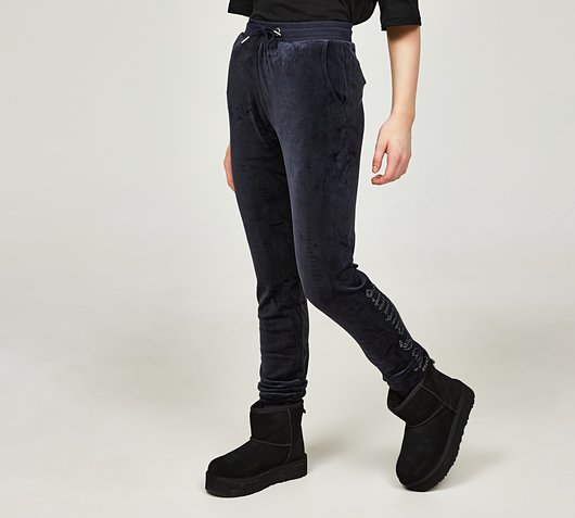 Girls Diamante Velour Slim Fit Jogger