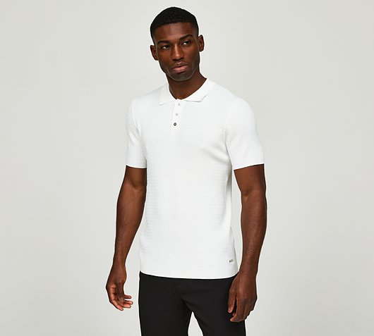 Cable Knit Button Collar Polo Shirt