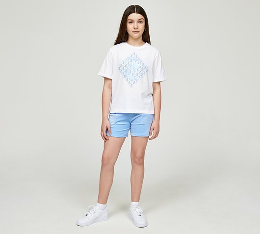 Girls Diamond T-Shirt and Velour Short Set