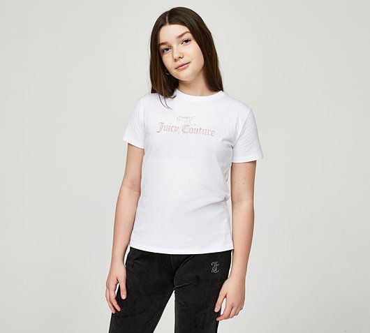 Girls Diamante Regular Short Sleeved T-Shirt