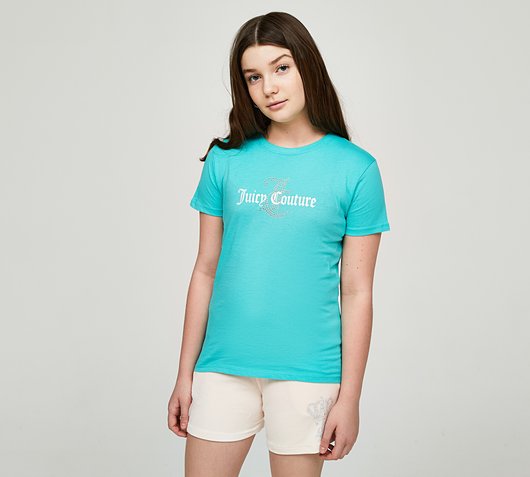 Girls Diamante Regular Short Sleeved T-Shirt