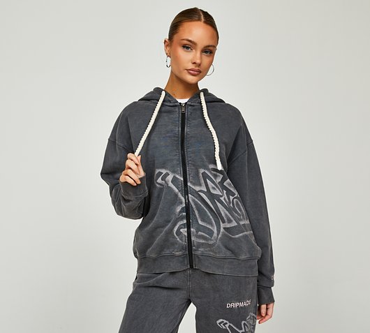 Womens Graffiti Spray Full Zip Hoodie