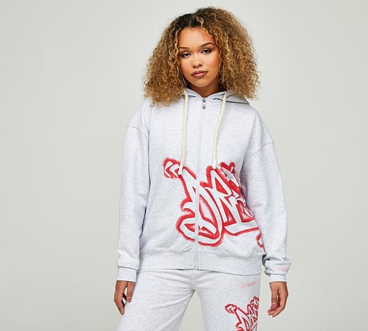 Womens Graffiti Spray Full Zip Hoodie