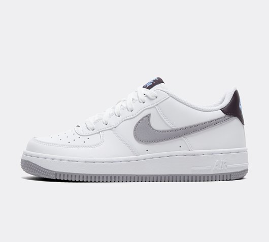 Nike Junior Air Force 1 Low Trainer White Cement Grey Burgundy Ash Footasylum