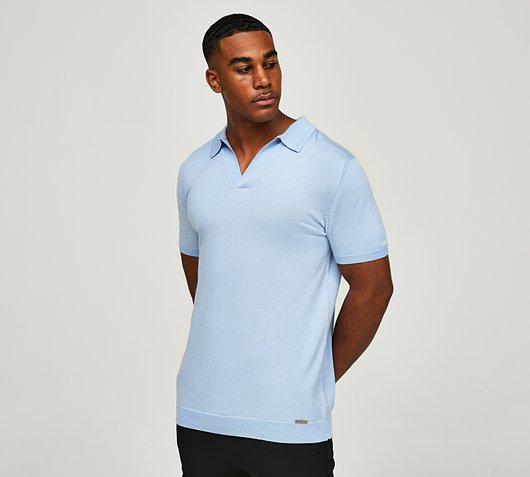 Open Collar Knit Polo Shirt
