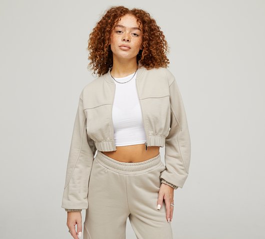 Forena Womens Cadence Oversized Piping Crop Sweatshirt Jet