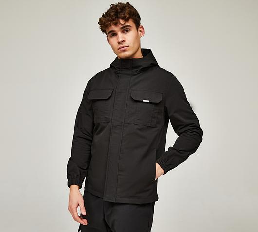 Closure London Woven Ripstop Hooded Overshirt | Black | Footasylum