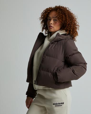 Closure London Womens Storm Cuffed Puffer Jacket | Coffee | Footasylum