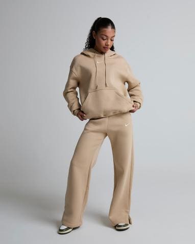 nike women's sportswear essential fleece pants birch heather