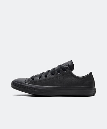 converse all star ox black leather womens trainers