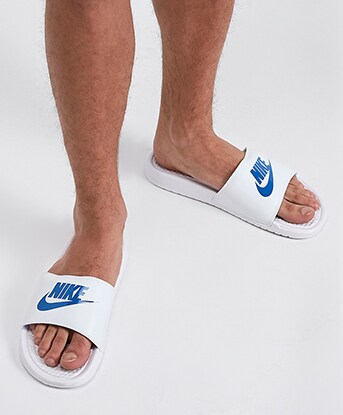 blue nike slides men's