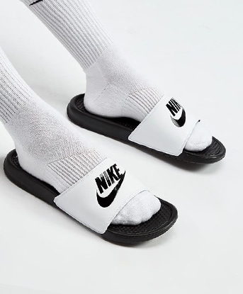 nike sandals white and black