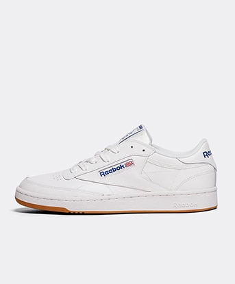 reebok classic club c 85 trainers in white and gum