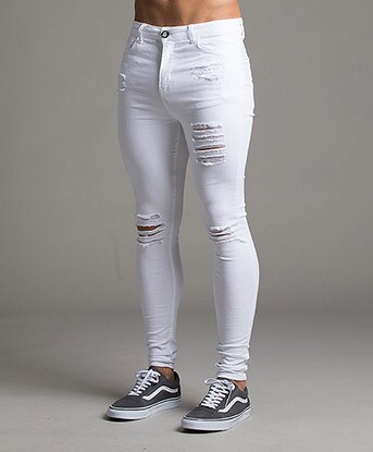 mens white spray on jeans