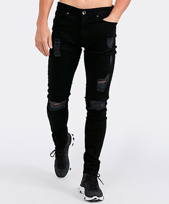 black ripped skinny jeans mens footasylum