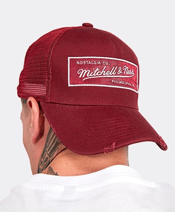 mitchell and ness distressed trucker cap