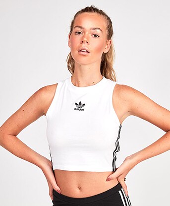 adidas white crop tank