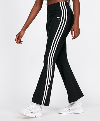 adidas originals three stripe flared track pants in black