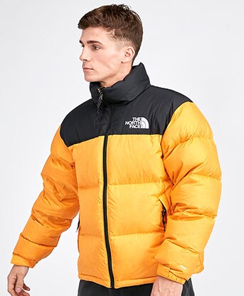 yellow north face bubble coat