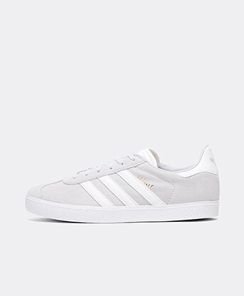 mens all white gazelles