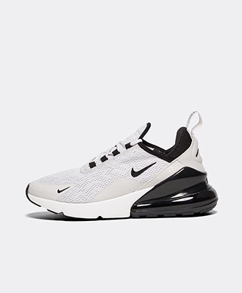 white and black nike 270s