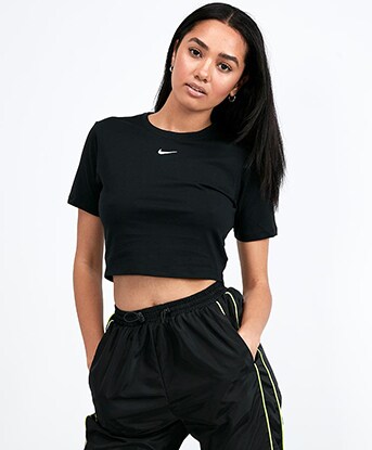 nike white mini swoosh crop top