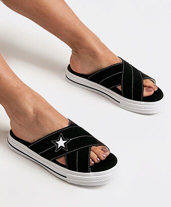 converse one star black sandals