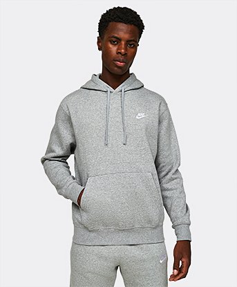 nike overhead club hoodie grey