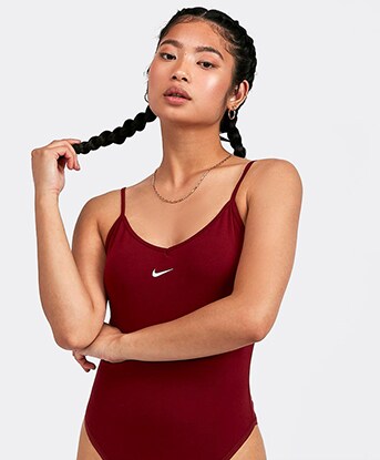 red nike bodysuit