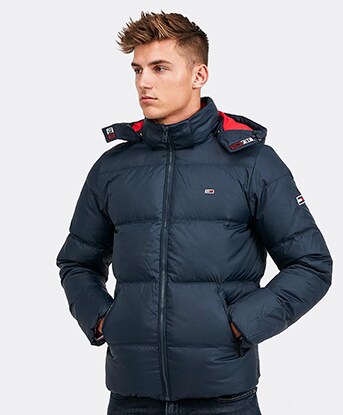 tommy jeans hooded down overhead puffer jacket