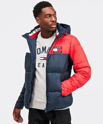 tommy jeans jeans colour block padded jacket