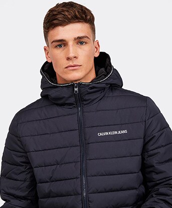 calvin klein hooded quilted jacket