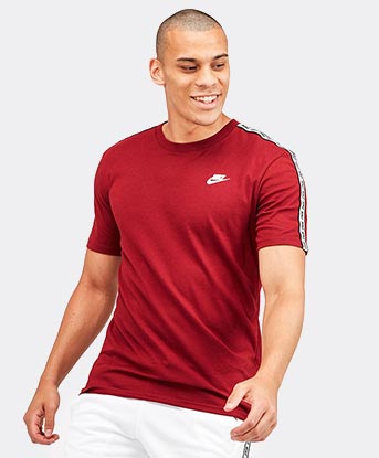 nike long sleeve top with taped side stripe in red